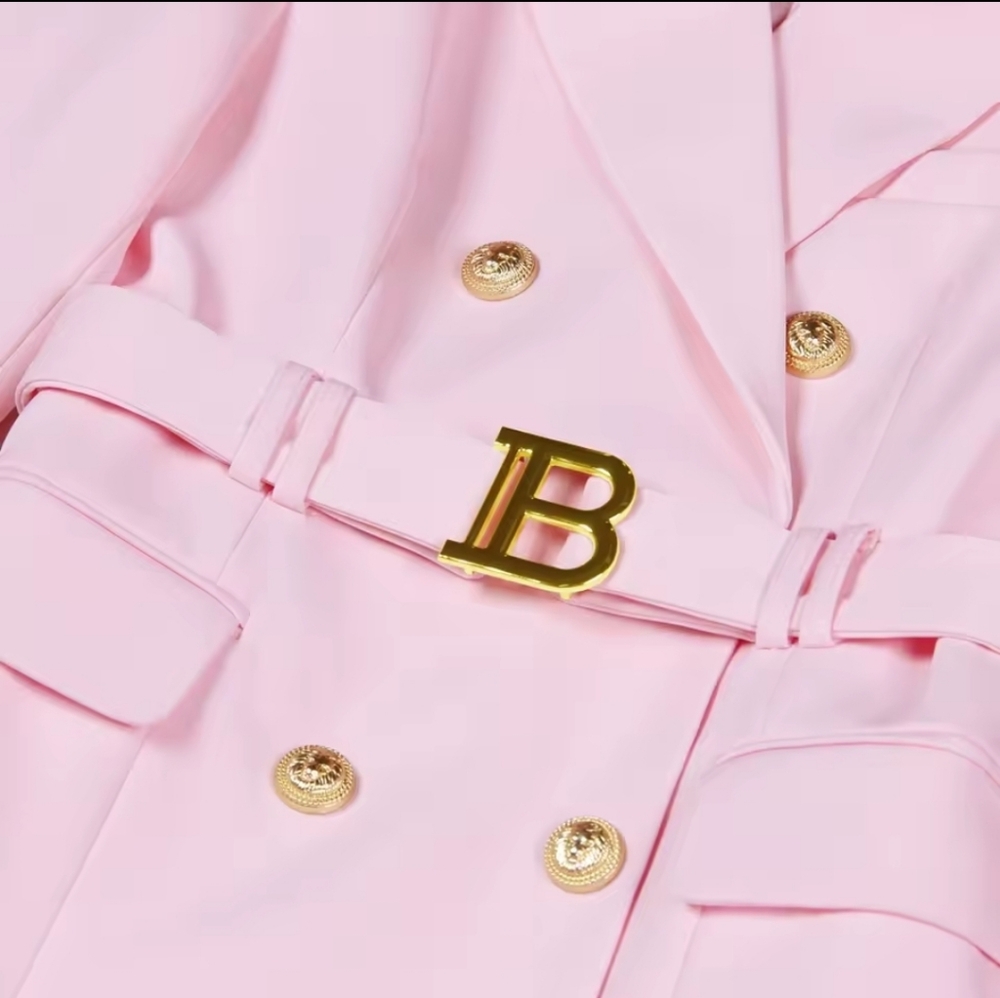 Elegant Pink Blazer with Gold Accents - Picture 4 of 11